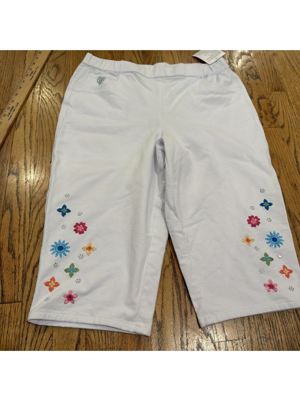 Dream Jeannes by Quacker Factory Womens White Cropped Pants Culottes New Large
